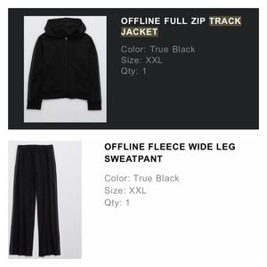 Aerie Wide Leg Track Suit, Black, XXL